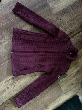 Spyder Burgundy Cable Knit Zip-Up Sweater Jacket
